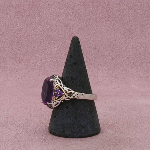 chuck clemency sterling silver oval-cut purple amethyst ring size 10 - Picture 2 of 3